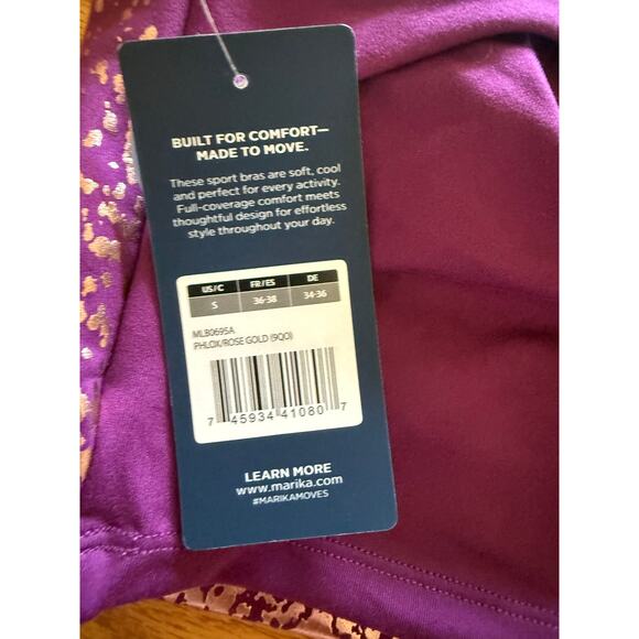 Marika Women's Purple Glitter Medium Support Sports Bra - S - Picture 6 of 6